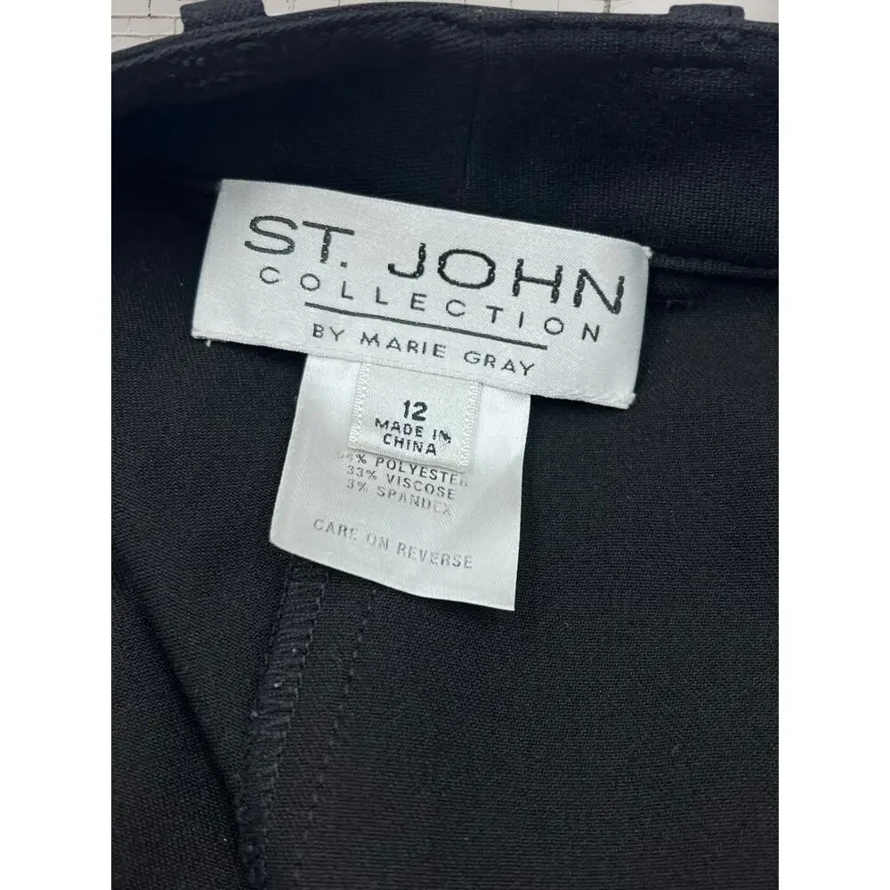 St. John Womens Classic Stretchy Black Straight Leg Long Career Pants Size 12 - Picture 9 of 10